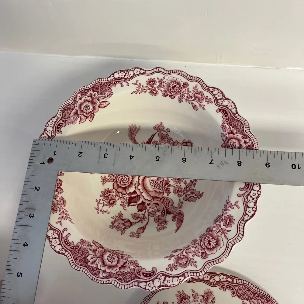 Crown‎ Ducal Bristol Pink Red Transferware Covered Tureen Serving Bowl England